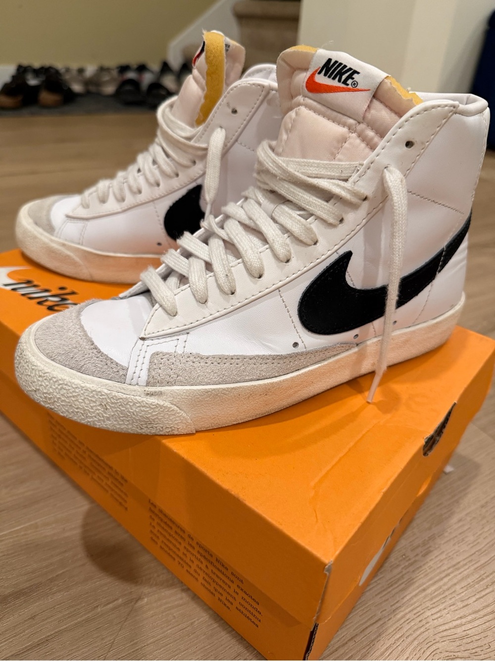 Nike Blazer Mid High White Black with Yellow Tongue Accent